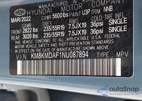 2022 Hyundai Ioniq 5 Se из США, поврежденный, VIN KM8KMDAF1NU087894